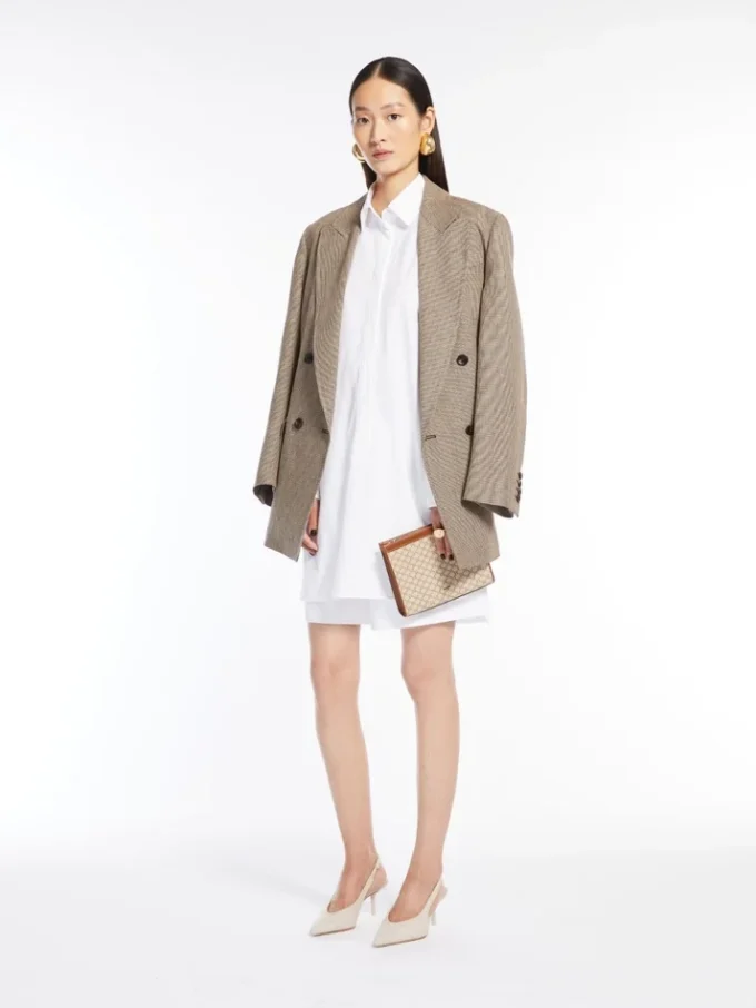 Cotton jacquard small pouch, hazelnut brown