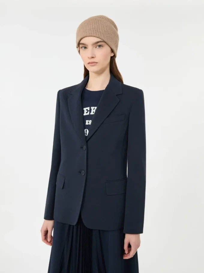 Cotton jersey blazer, navy
