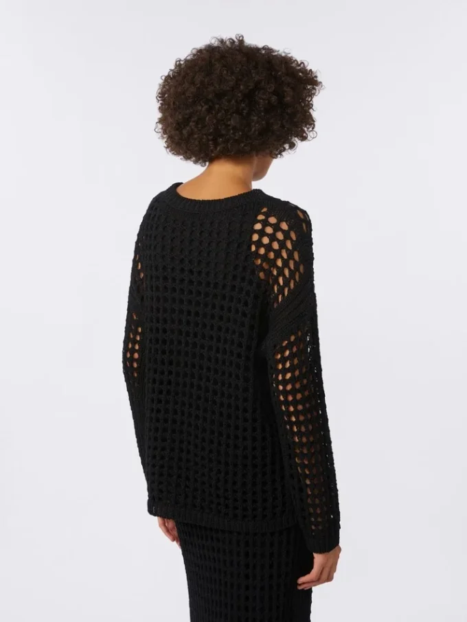 Cotton mesh jumper, black