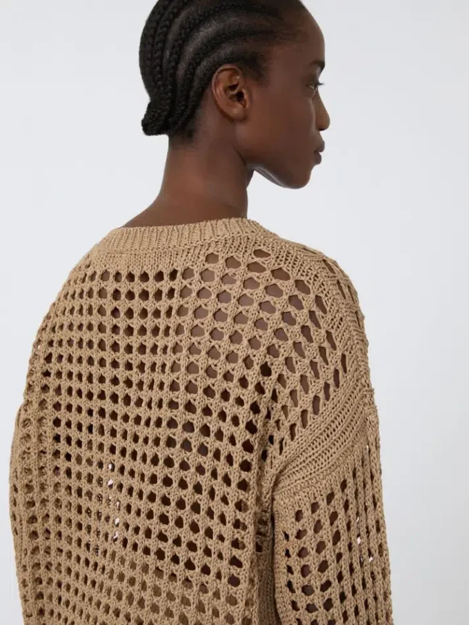 Cotton mesh jumper, desert