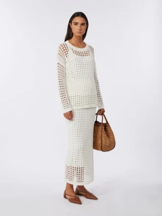 Mesh cotton skirt, optical white