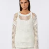 Cotton mesh jumper, optical white Cotton mesh jumper, optical white