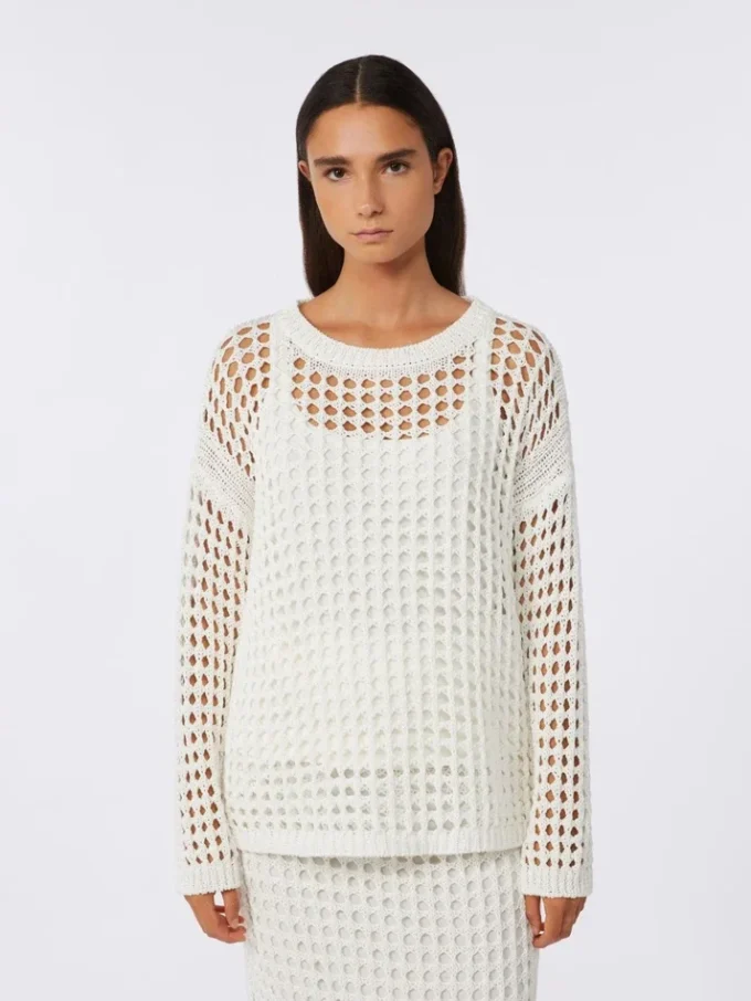 Cotton mesh jumper, optical white Cotton mesh jumper, optical white