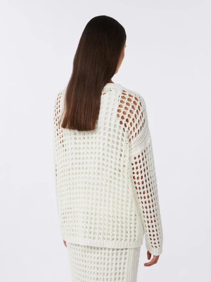 Cotton mesh jumper, optical white Cotton mesh jumper, optical white