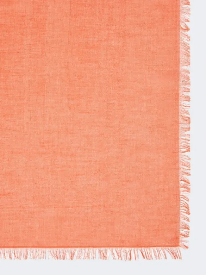Cotton, modal and cashmere jacquard shawl, coral