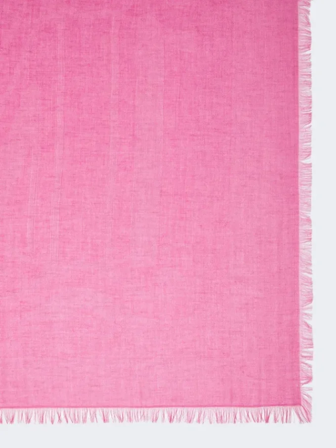Cotton, modal and cashmere jacquard shawl, shocking pink