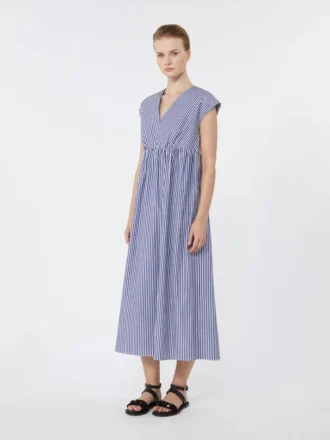 Cotton-poplin a-line dress, navy