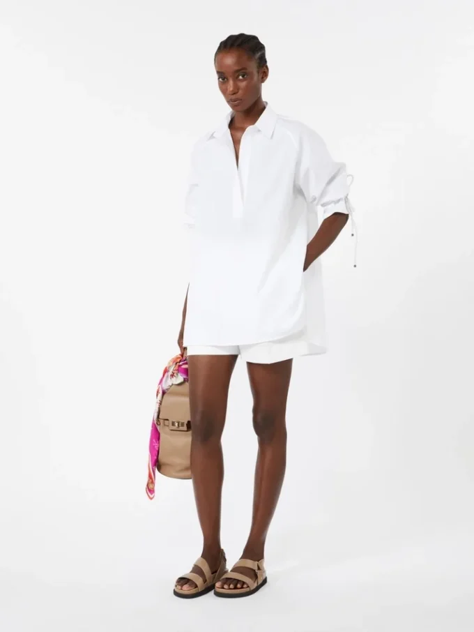 Cotton poplin blouse, optical white