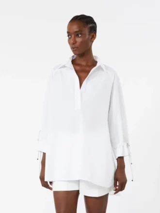 Cotton poplin blouse, optical white
