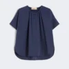 Cotton poplin crew-neck shirt, navy