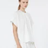 Cotton poplin crew-neck shirt, white
