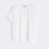 Cotton poplin crew-neck shirt, white