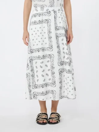 Cotton-poplin midi skirt, white