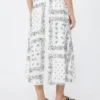 Cotton-poplin midi skirt, white