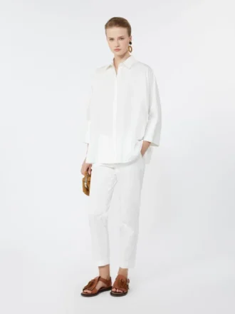 Cotton poplin oversize shirt, white