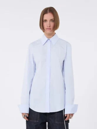 Cotton poplin shirt, avio