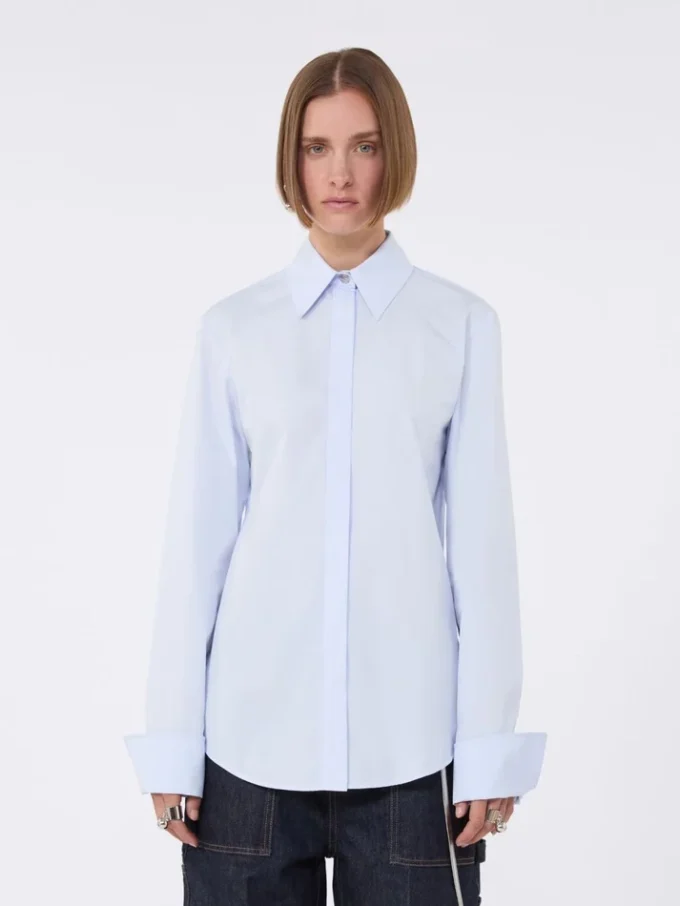 Cotton poplin shirt, avio