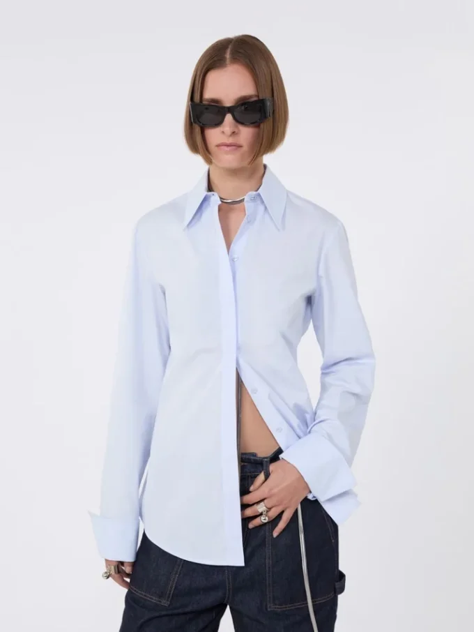 Cotton poplin shirt, avio