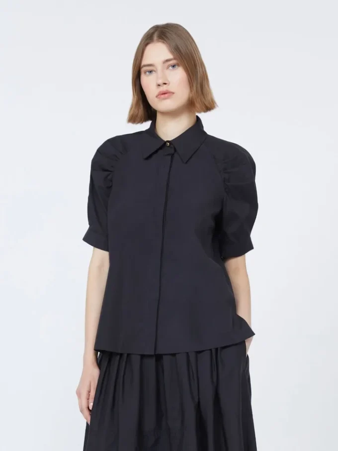 Cotton poplin shirt, black