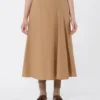 Cotton-poplin skirt, tobacco