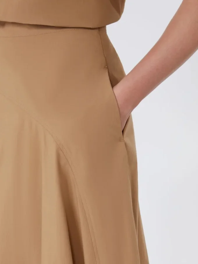 Cotton-poplin skirt, tobacco
