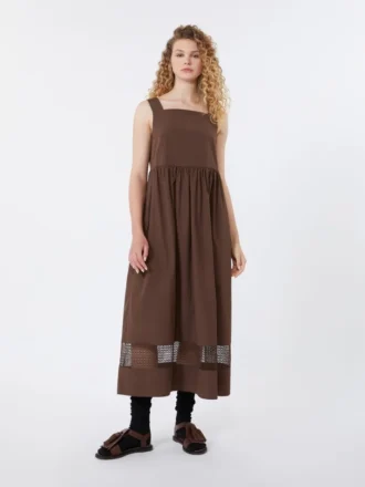 Cotton-poplin sleeveless dress, chocolate