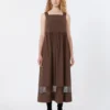 Cotton-poplin sleeveless dress, chocolate