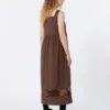 Cotton-poplin sleeveless dress, chocolate
