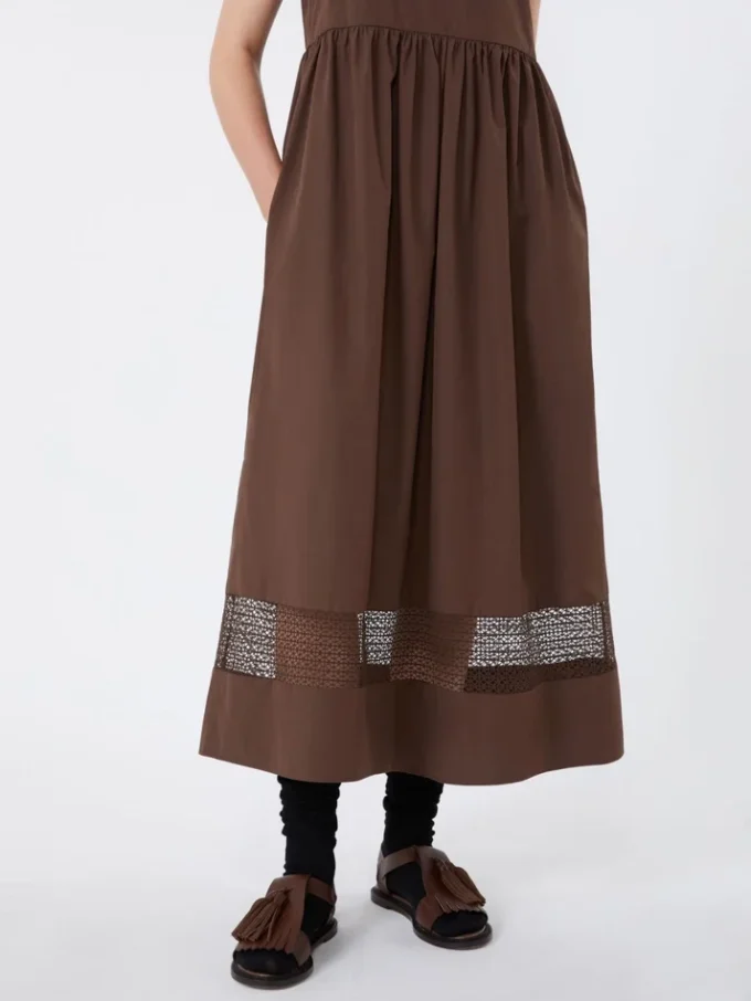 Cotton-poplin sleeveless dress, chocolate