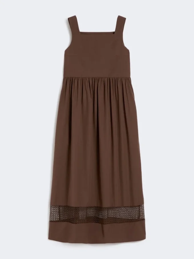 Cotton-poplin sleeveless dress, chocolate