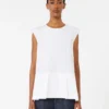 Cotton poplin top, white
