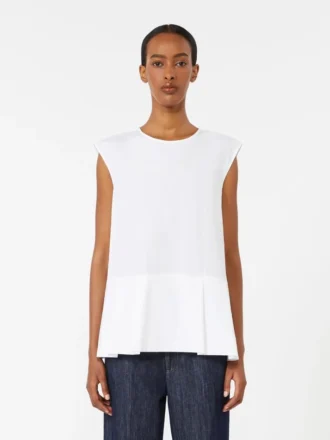 Cotton poplin top, white