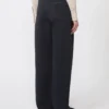 Cotton satin baggy trousers, navy Cotton satin baggy trousers, navy