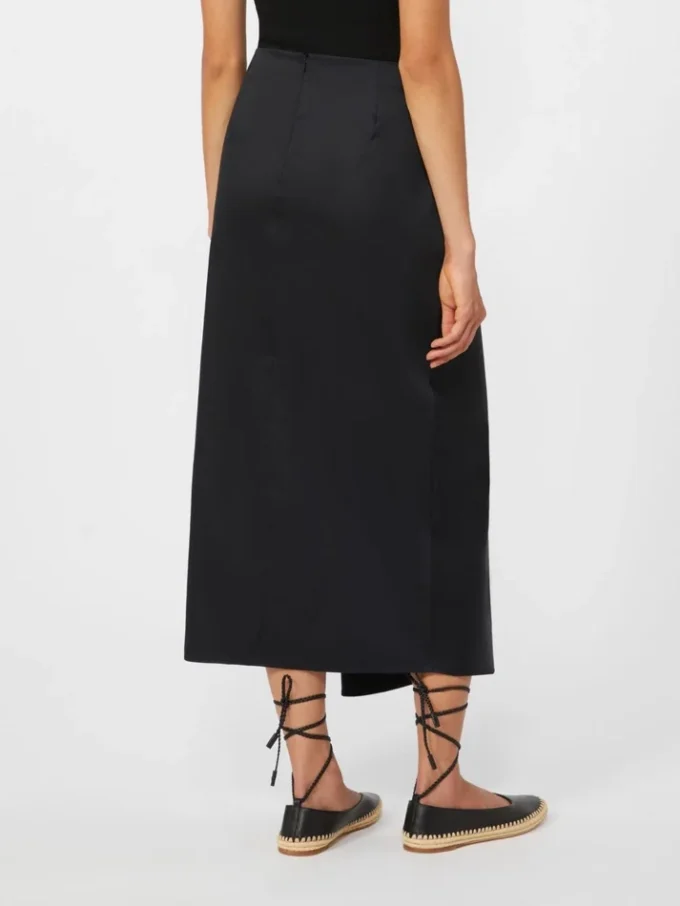 Cotton satin skirt, black