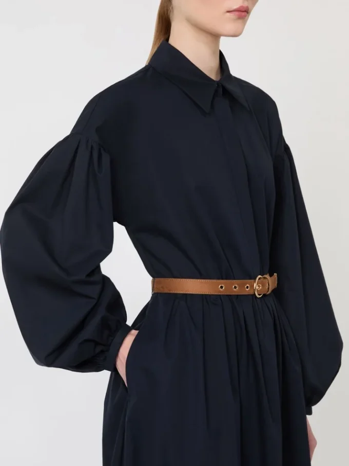 Cotton shirt dress, navy
