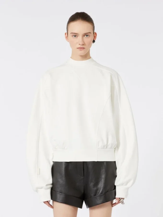 Cotton stretch sweatshirt, ivory