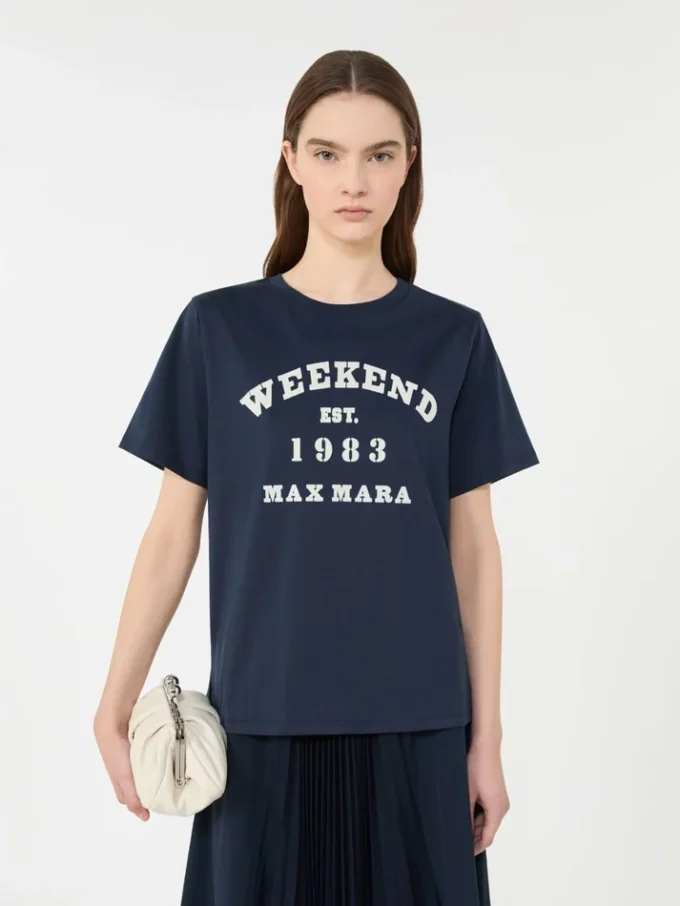 Cotton t-shirt with graphic print, navy