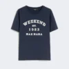 Cotton t-shirt with graphic print, navy