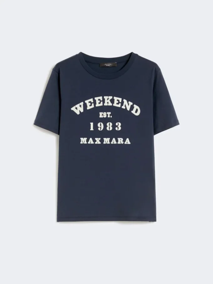 Cotton t-shirt with graphic print, navy