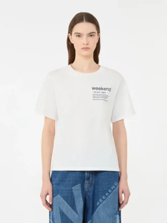 Cotton t-shirt with graphic print, white