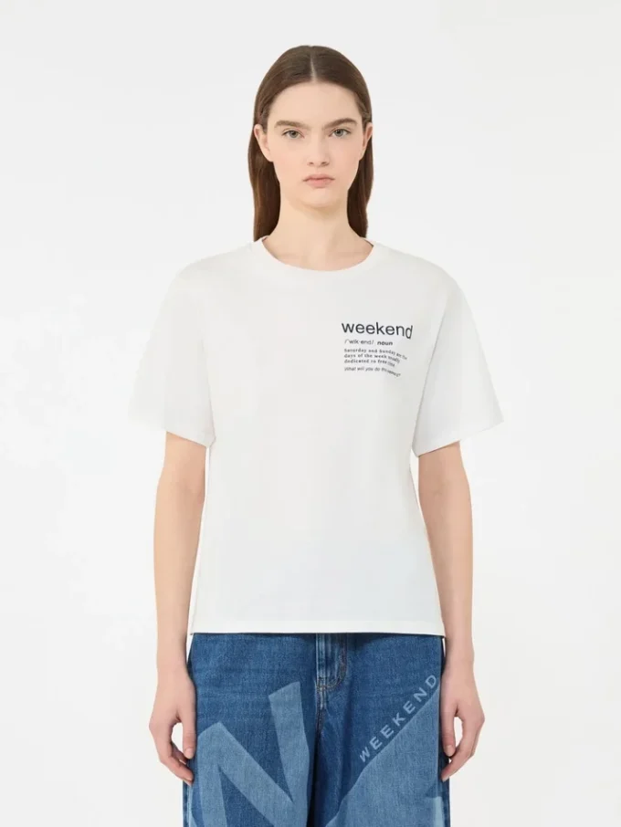 Cotton t-shirt with graphic print, white