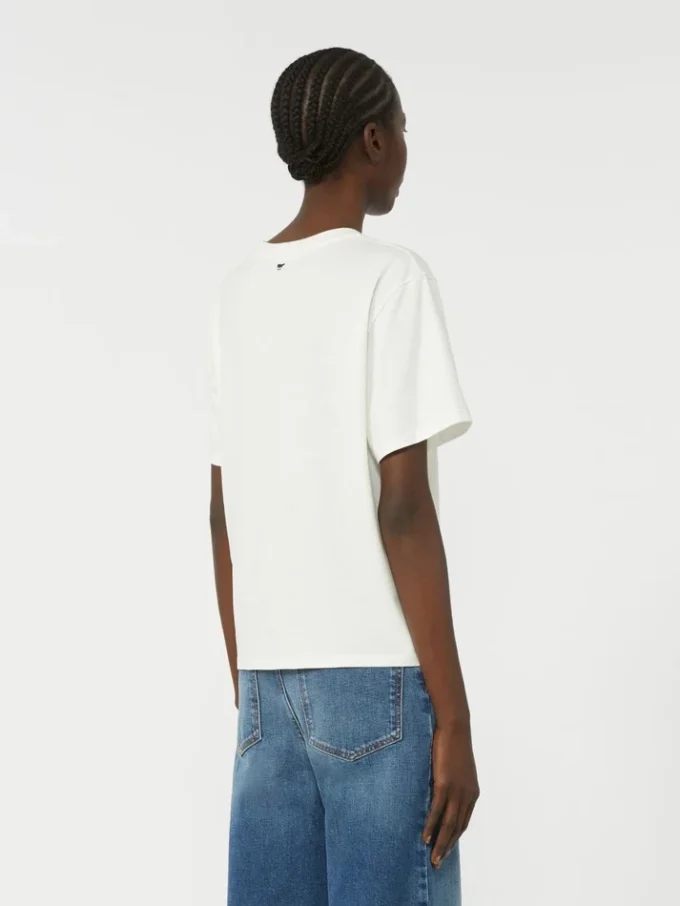 Cotton t-shirt with graphic print, white