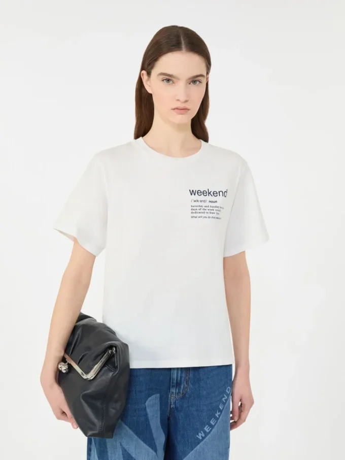 Cotton t-shirt with graphic print, white