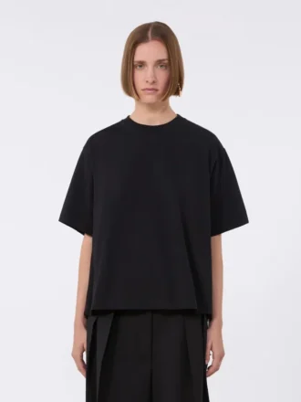Cotton t-shirt with pleated back, black