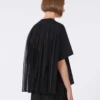 Cotton t-shirt with pleated back, black Cotton t-shirt with pleated back, black