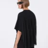 Cotton t-shirt with pleated back, black Cotton t-shirt with pleated back, black
