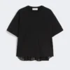 Cotton t-shirt with pleated back, black Cotton t-shirt with pleated back, black
