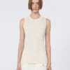 Cotton vest top, ecru
