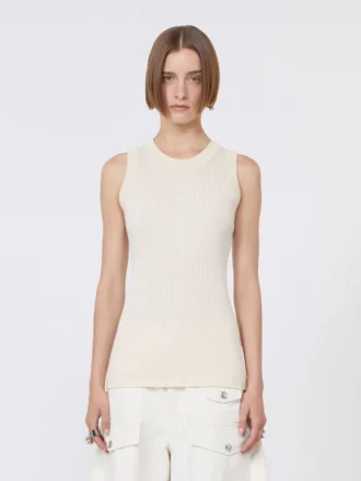 Cotton vest top, ecru