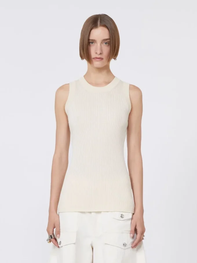 Cotton vest top, ecru